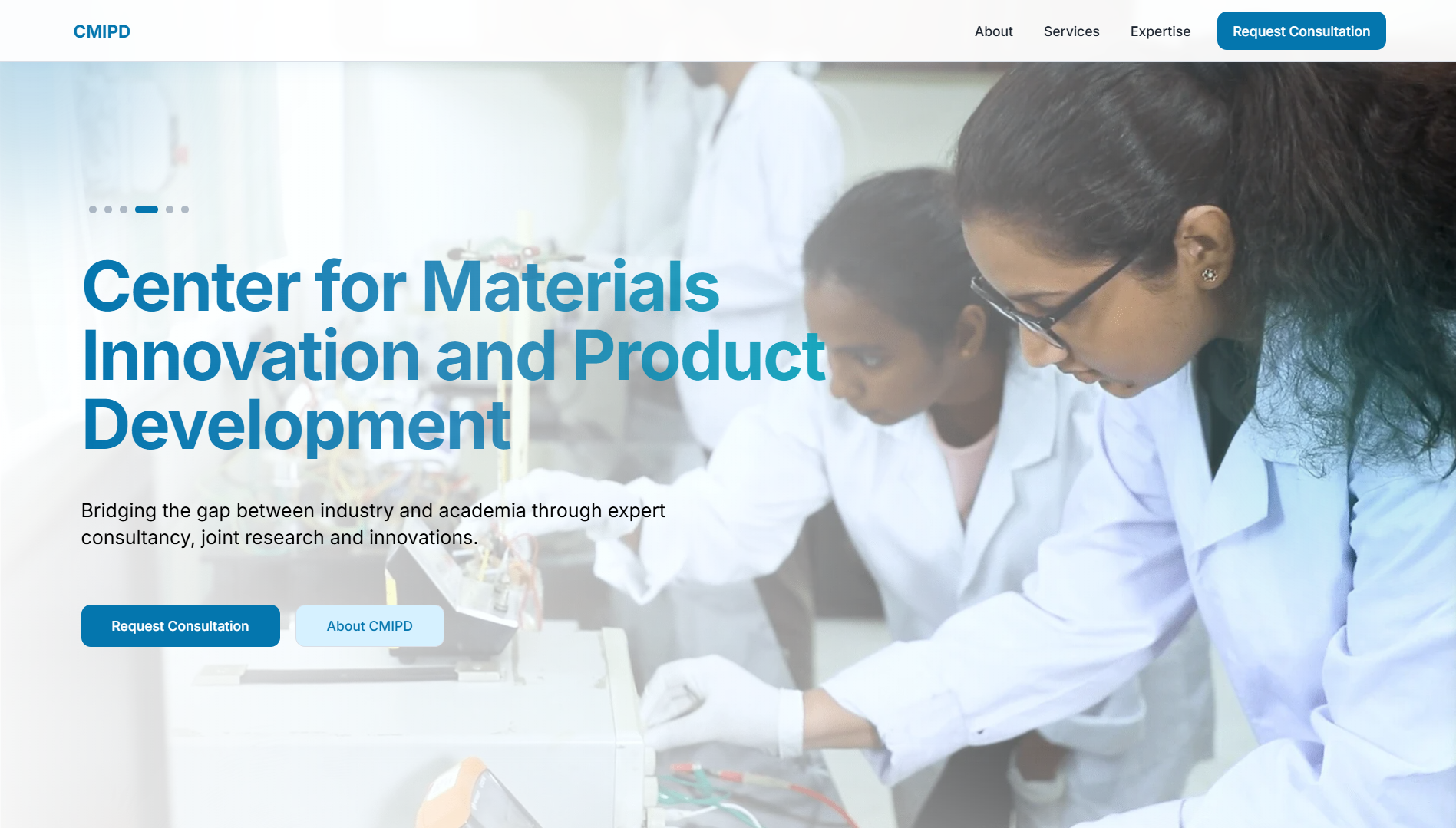 CMIPD - Center for Materials Innovation and Product Development website built with Next.js and TypeScript